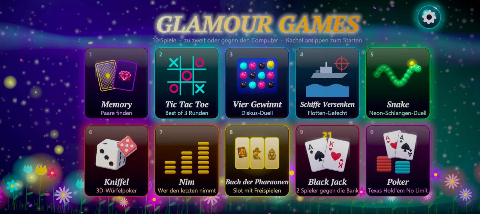 Original-Screenshot des Android-Menüs von Glamour Games